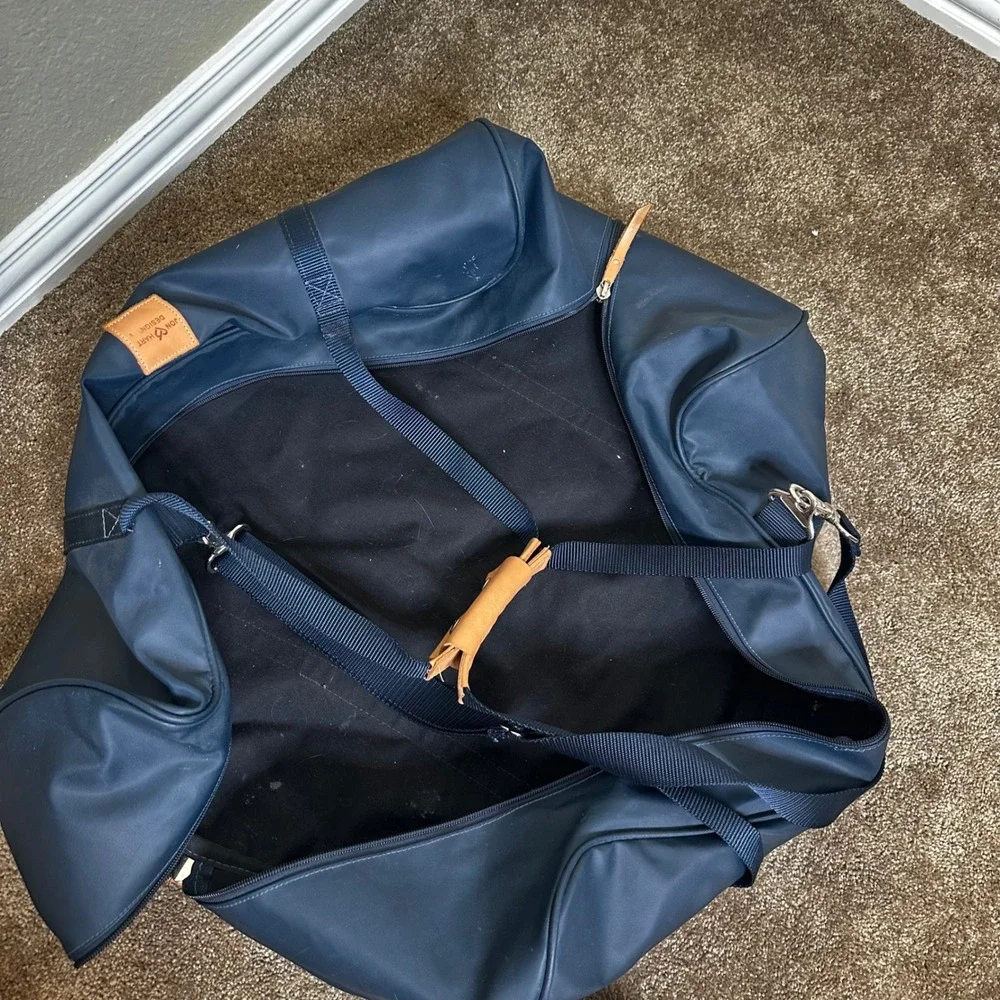 Jon Hart Design Large Duffle Bag Navy Coated Canvas Travel Gym Bag R.S.S.